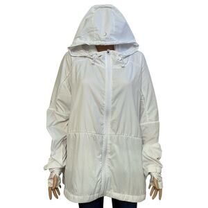 Zyia Track Jacket Windbreaker XXXL White Hooded Full Zip Mesh Lined Sporty Nylon